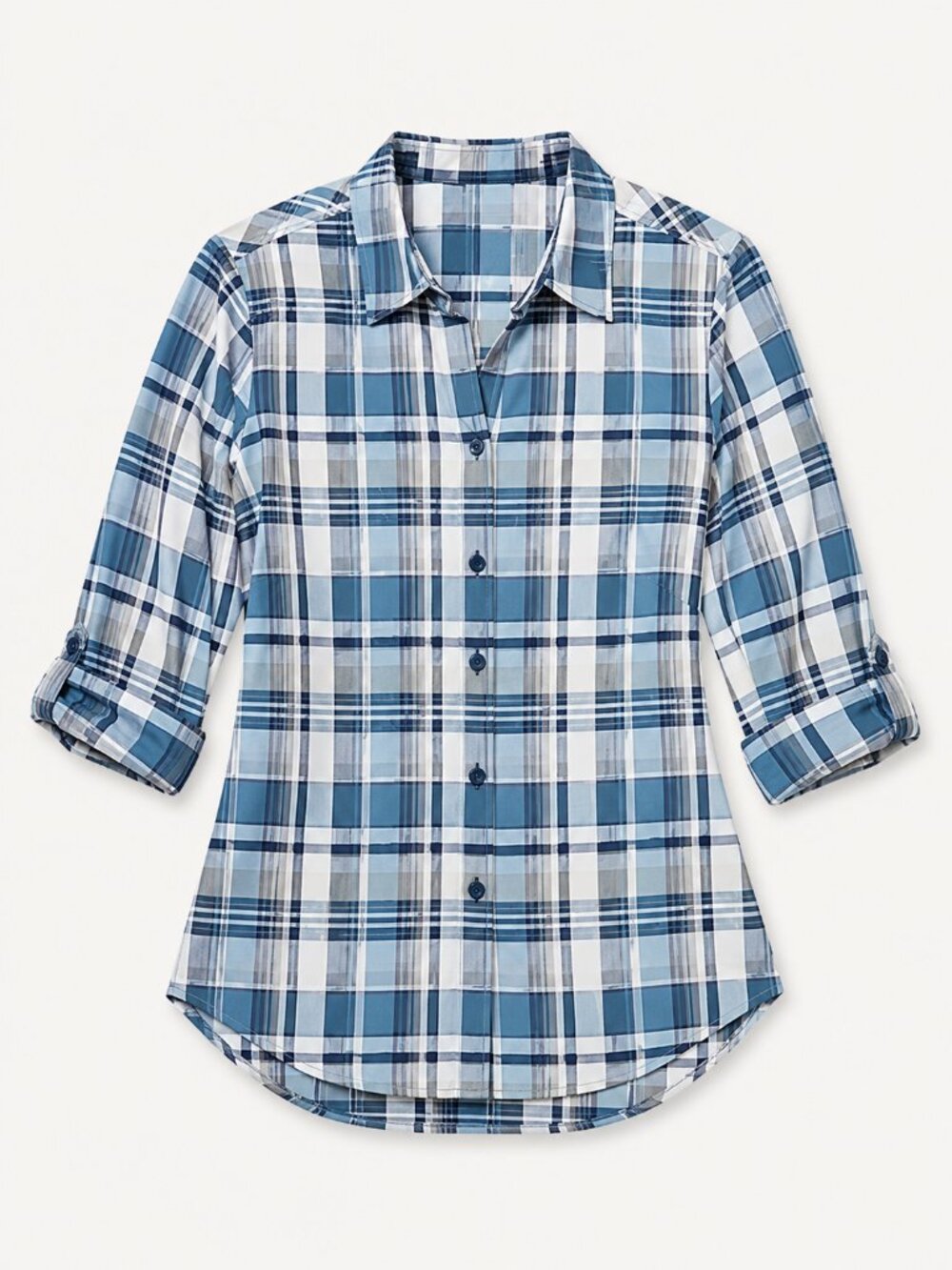 Current/Elliott 100% Linen Blue Green Plaid Button Down Shirt M